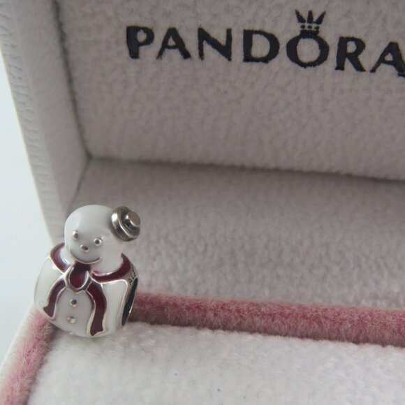 Pandora Snowman Charm Snow Man Charm Happy Snowman Charm (H8) - Picture 2 of 4